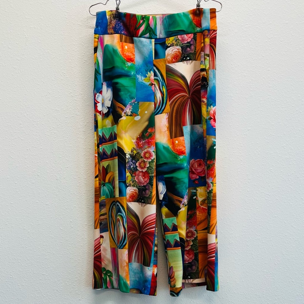 Joseph Ribkoff Wide Leg Cropped Bright Graphic Pants